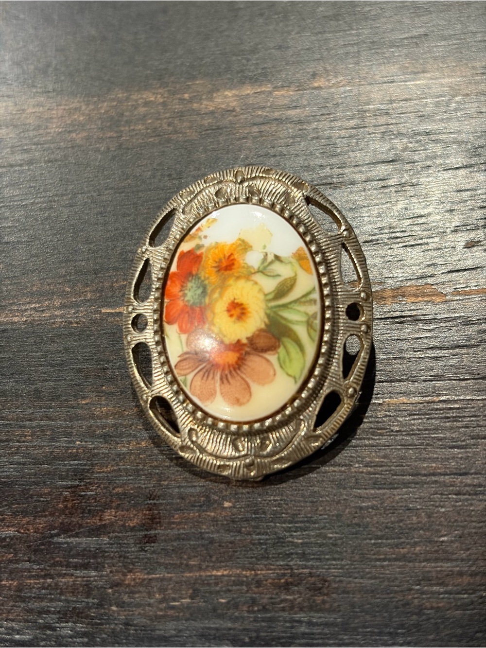 Floral porcelain brooch
